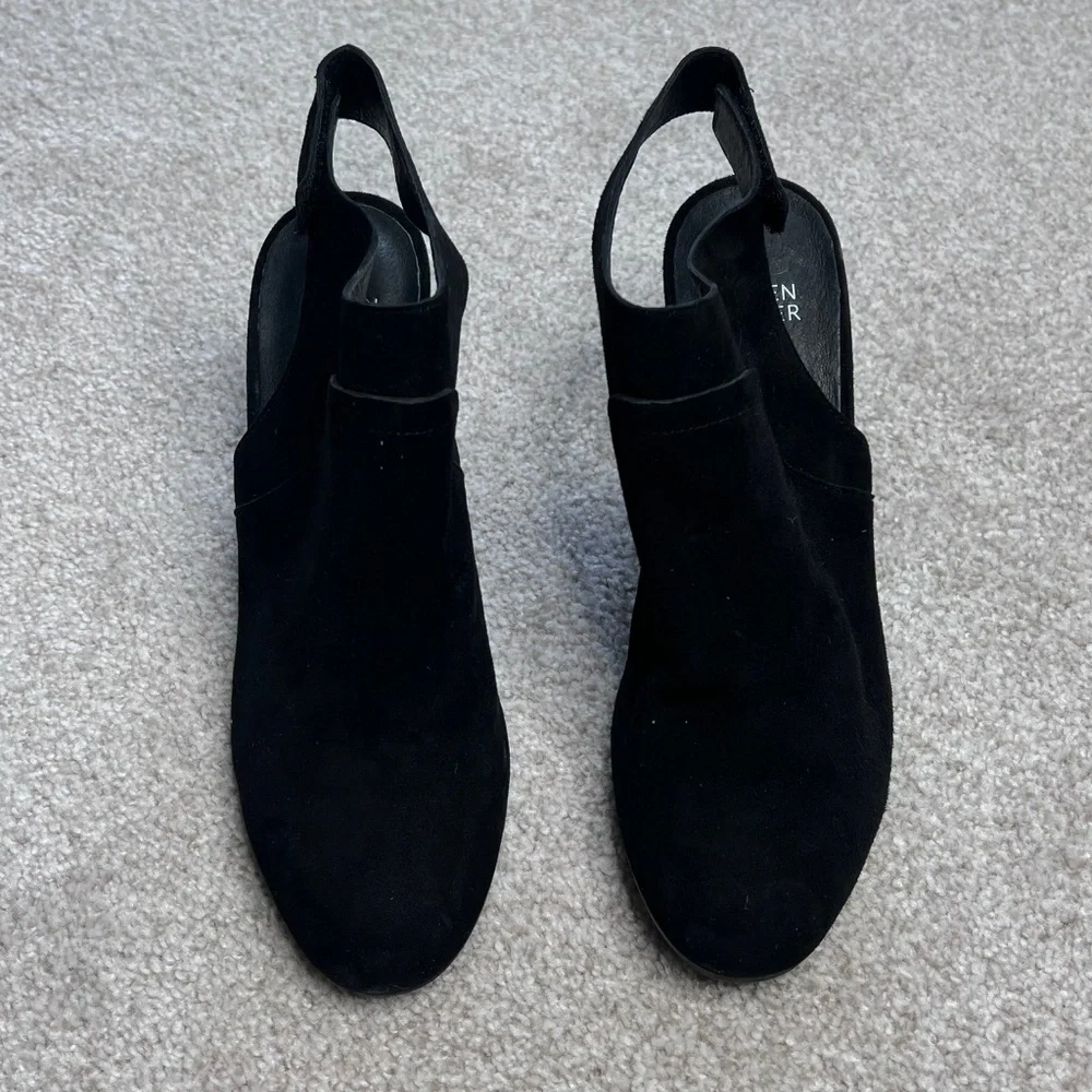 Eileen Fisher Suede Leather Almond Toe Slingback Heels Black 7.5